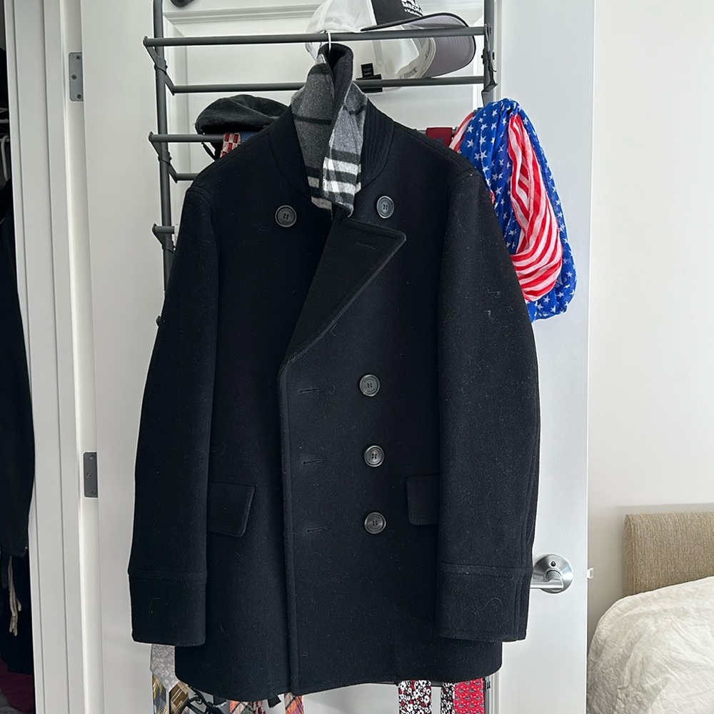 Burberry black pea coat size 54 European